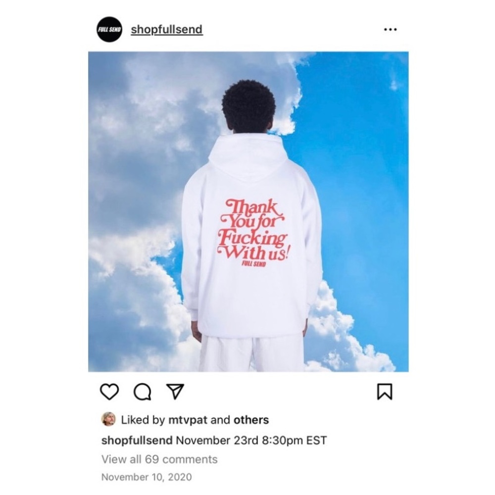 NWT RARE FULL SEND - NELK BOYS 2020 HOODIE; Size XL!